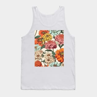 Zinnia Flower Pattern - Wildflower Illustration Tank Top